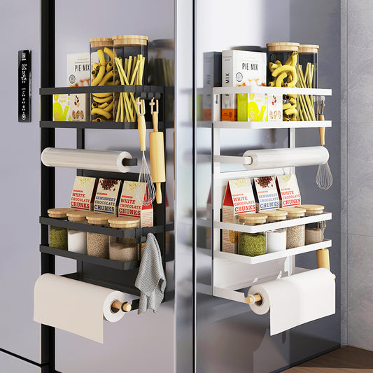 Refrigerator Side Shelf Multi-functional Plastic Wrap Oil-absorbing Paper Rack Refrigerator Side Storage
