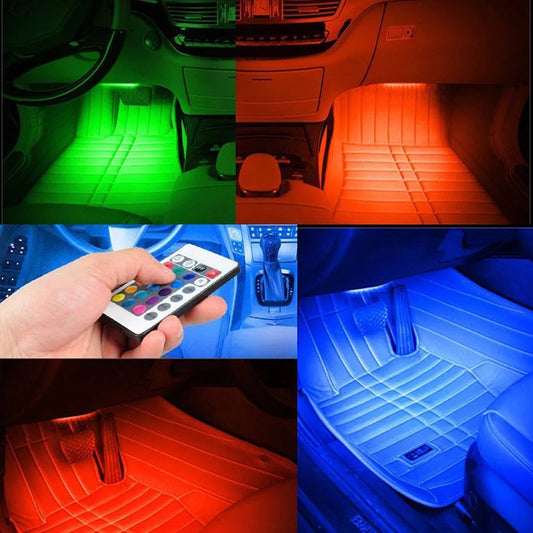 Wireless Remote Car RGB Lights LED Strip Neon Lamp Decorative Atmosphere Lights