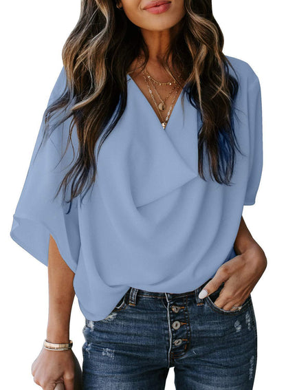 New Chiffon Shirt Loose V-neck Casual Top