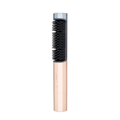 New USB Rechargeable Hair Straightening Comb Wireless Curling Iron Curling Straight Dual-purpose Electric Comb Lazy Ladies Hair Comb Cross-border