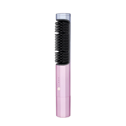 New USB Rechargeable Hair Straightening Comb Wireless Curling Iron Curling Straight Dual-purpose Electric Comb Lazy Ladies Hair Comb Cross-border