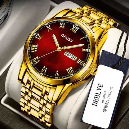 Automatic Men&#039;s Watch Elegant Fashionable Waterproof Business Style Quartz Movement Mineral Glass Round Dial Stainless Steel Band