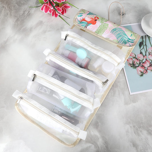 Cosmetic bag foldable and detachable hanging bag four-in-one wash bag