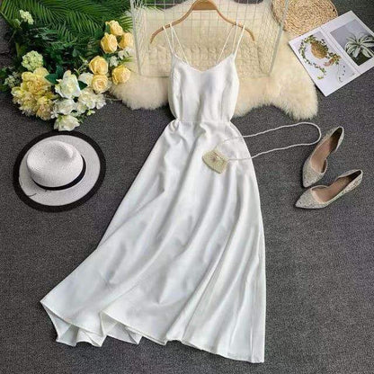 Holiday Dress Cross Spaghetti Strap Open Back Women Dresses